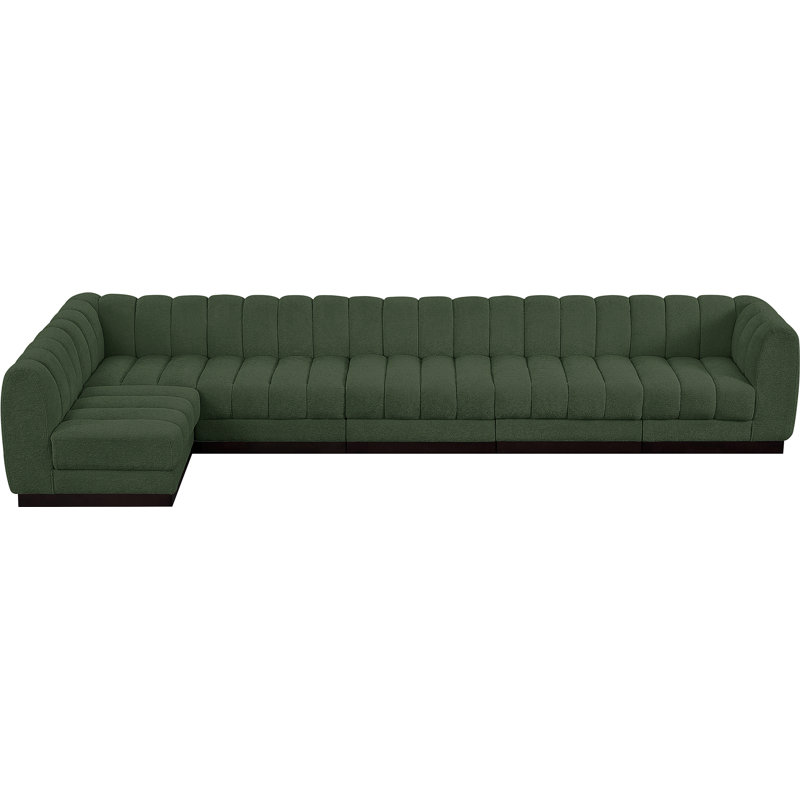 Canapé modulaire rembourré 6 pièces Quinn, Tissu chenille vert