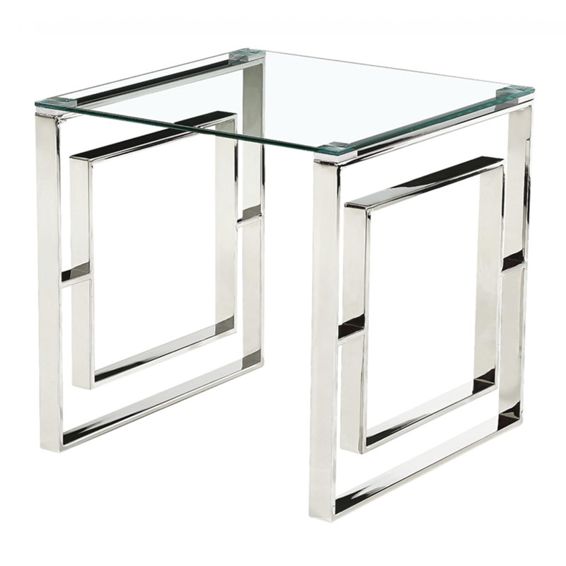 Glass Top Frame Square Side Table