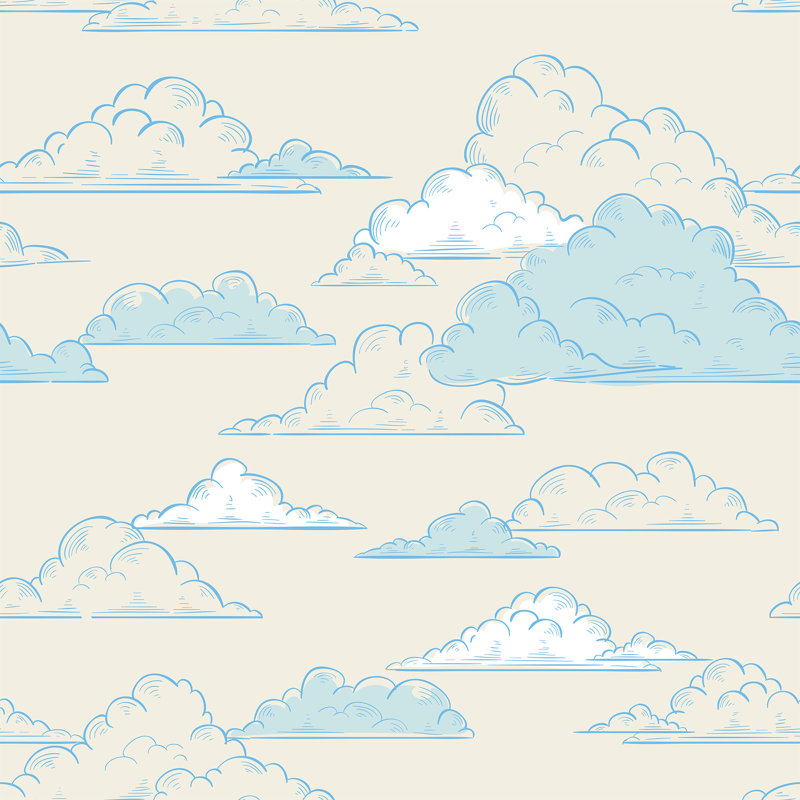 Panneau de papier peint amovible Kearse Clouds Children, L 102 po x l 24 po