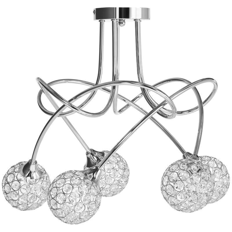 Carbonville 5 - Light Chandelier Pendant, Silver