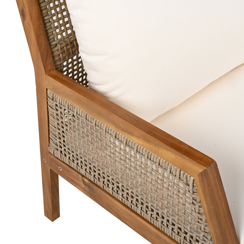 Canapés de patio confortables, bois d'acacia et osier, style rustique pour le jardin et le porche