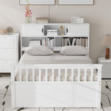 Platform Bed Frame with Storage Bookshelves and Shelves