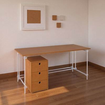 Durable Panel Three-drawer Cabinet Computer Desk