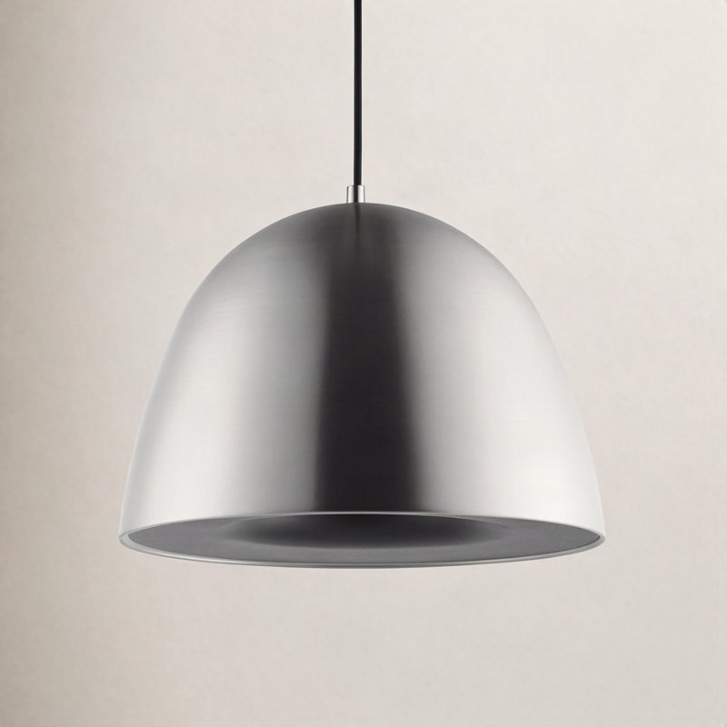 Natosha 1 - Light LED Single Pendant, Satin Nickel/Black, 16.5" H x 23.5" W x 23.5" D