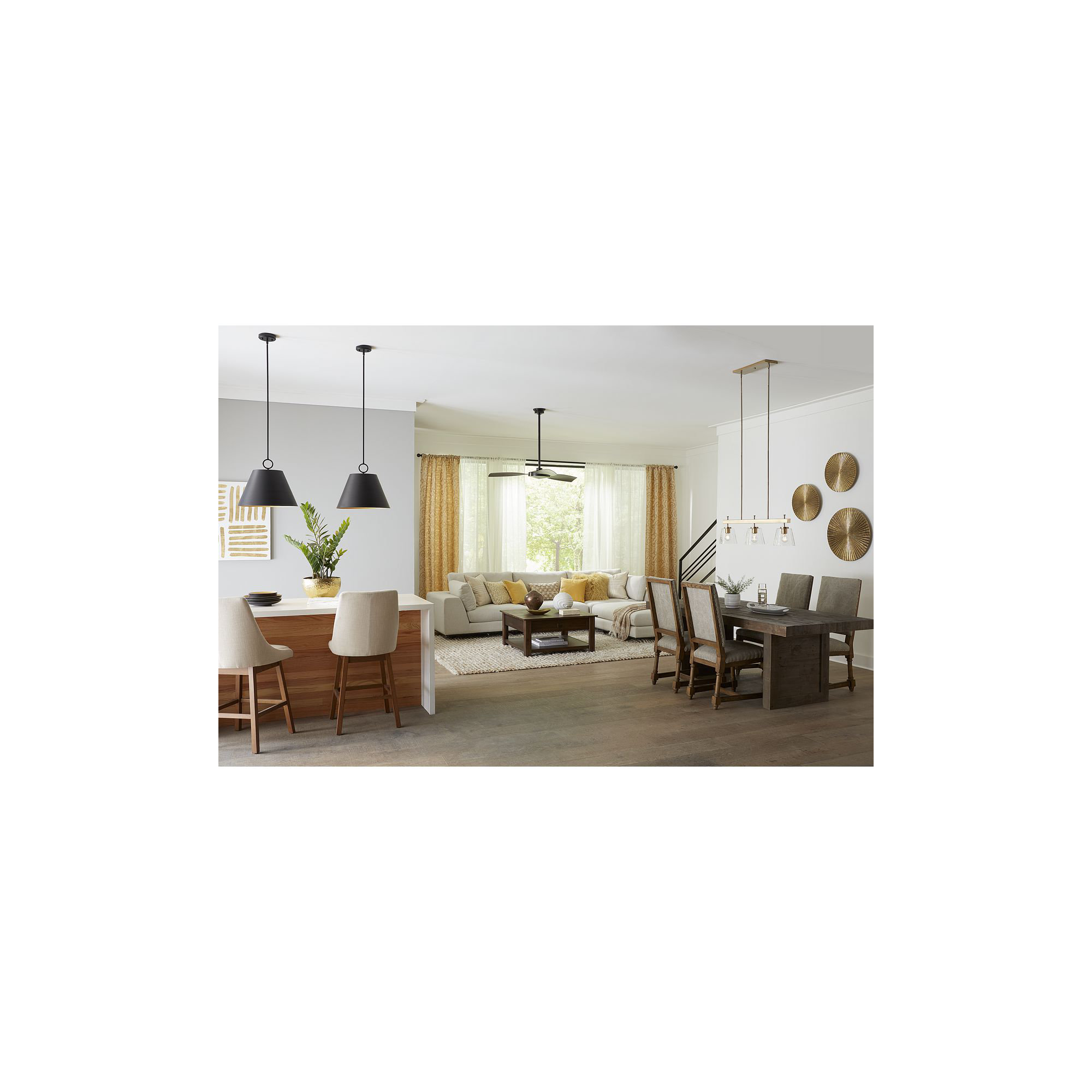Elda Metal Dimmable Pendant, Matte Black, 15.25" H x 17.87" W x 17.87" D