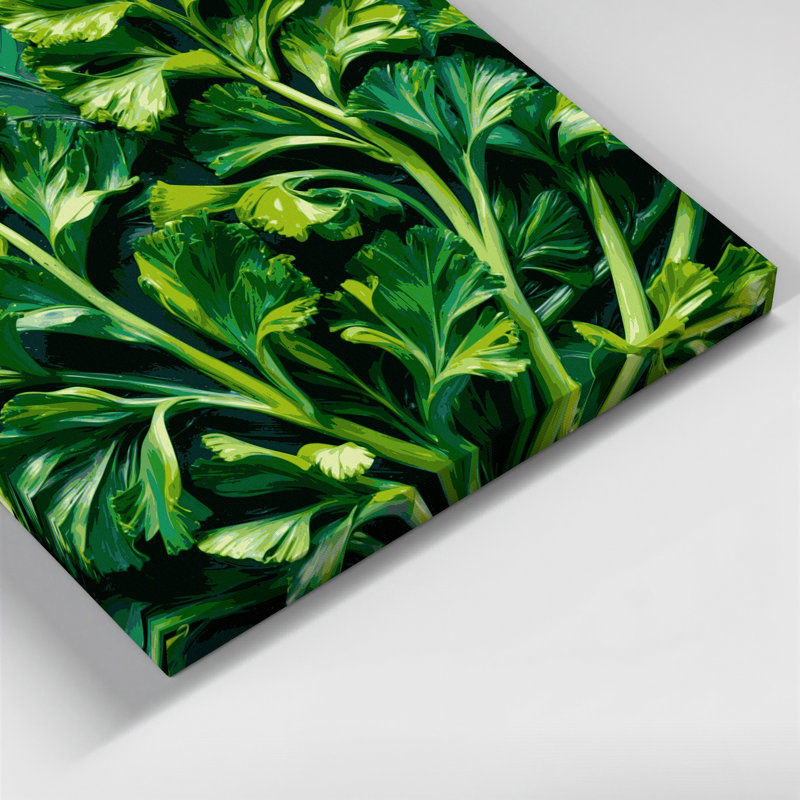 Art mural sur toile botanique vert persil, H 8 po x l 8 po