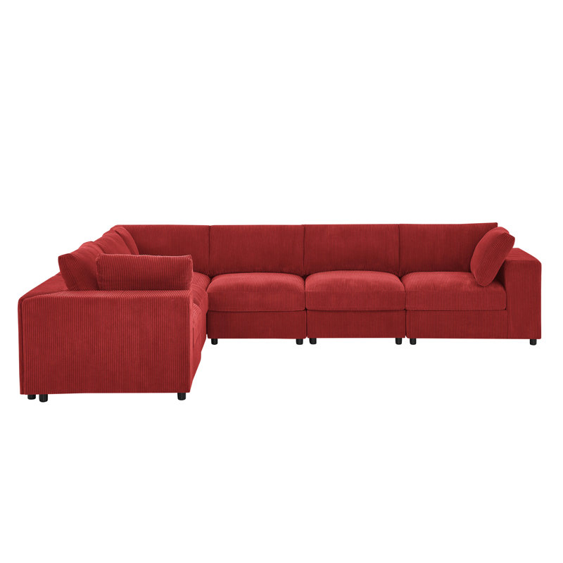 Canapé modulaire rembourré en velours côtelé bamppieles, Velours côtelé rouge