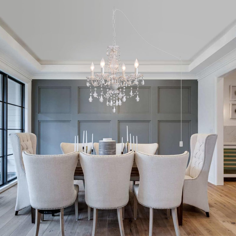 Insert Crystal Ceramic White Pendant Light