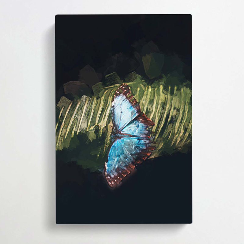 Blue Butterfly in Abstract - Wrapped Canvas, 60cm H x 40cm W x 3cm D