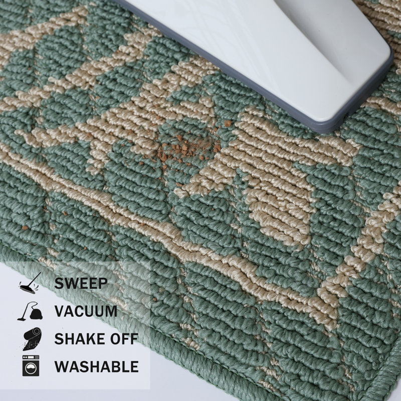 Tapis de porte antidérapant pour l'intérieur et l'extérieur, Vert, L 24 po x L 35 po