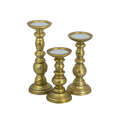 Wooden Pillar Candle Holders - Set of 3