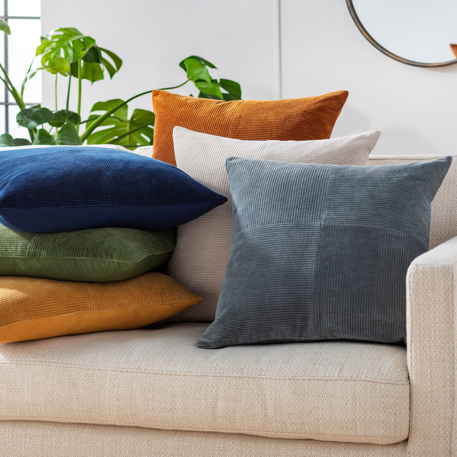 Selma Cotton Throw Pillow, 18" x 18", Navy
