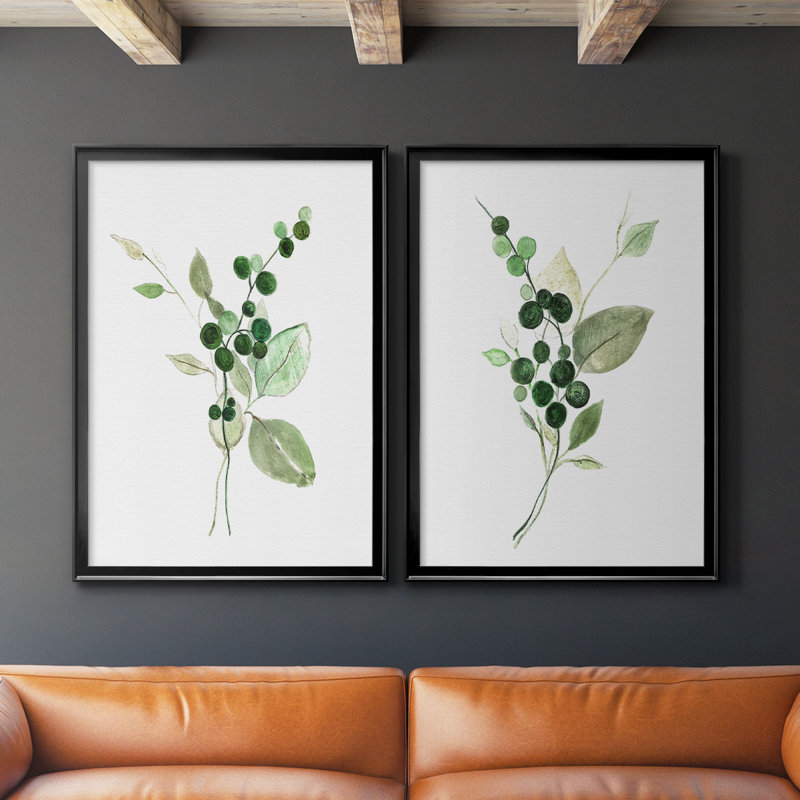 Brins vert I, toile encadrée de qualité supérieure, prête à être accrochée, H 24,5 po x l 37 po x P 1,25 po, Noir