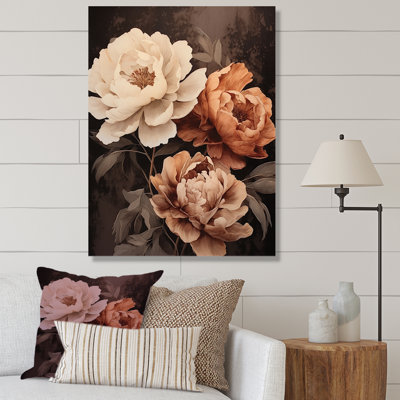 Pivoines botaniques rétro dévoilées II sur toile