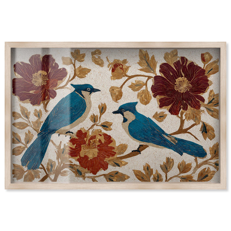 «Blue Jays I», reproduction d'art rétro par Art Remedy, H 31 po x l 46 po, Crème, crème