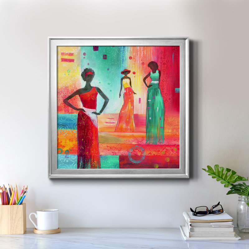 Strike a Pose I - Peinture sur toile encadrée, H 26,5 po x l 26,5 po x P 1,5 po, Toile encadrée argentée