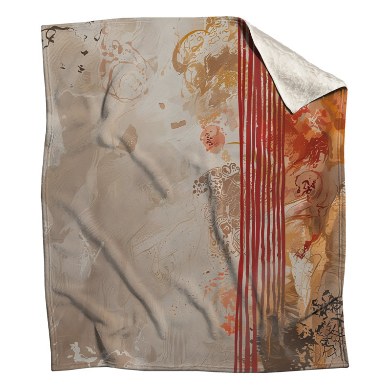 Couvertures abstraites beige et rouge, 60in W x 80in H