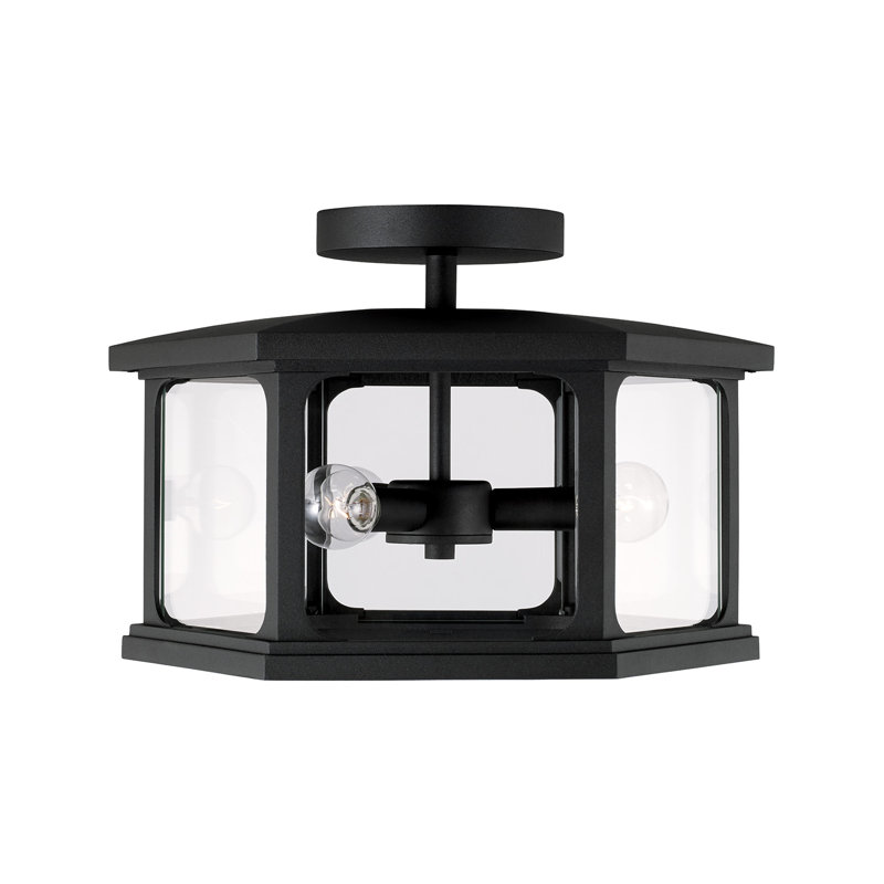 3 - Bulb Outdoor Flush Mount, Black
