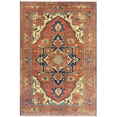 Tapis oriental en laine / coton noué à la main La / rouge / jaune / bleu
