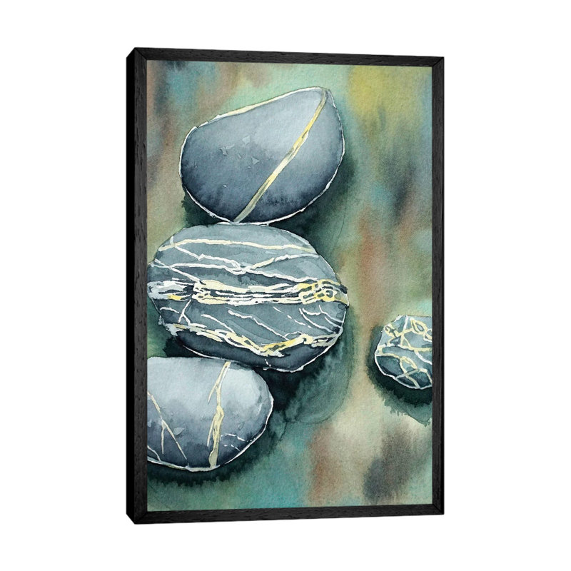 Pebbles 1 Piece Wall Art on Canvas, 66.04 cm H x 45.72 cm W, Black Floater Framed
