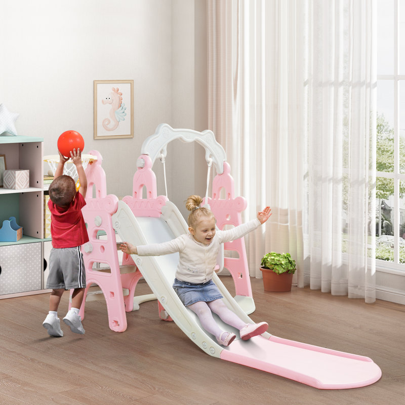 4-in-1 Toddler Extra-Long Swing Set, Pink