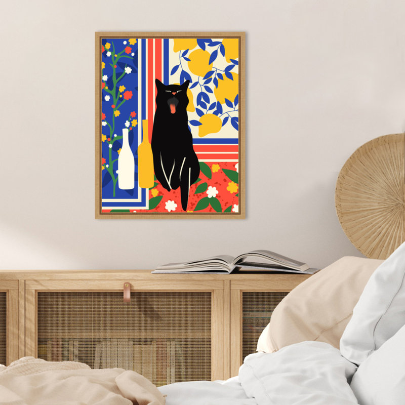 Paws and Patterns Cat by Mauriello Framed Canvas Wall Art Print, 20" H x 16" W