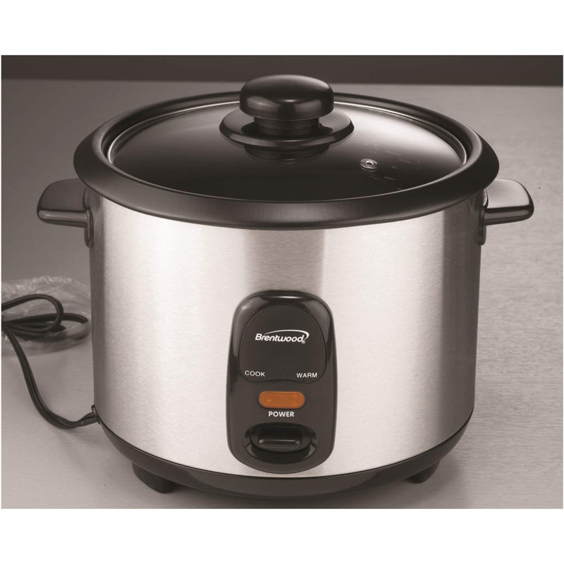 Brentwood 8-cup Non-stick Rice Cooker With Steamer – Silver, Easy-to-use Rice Maker