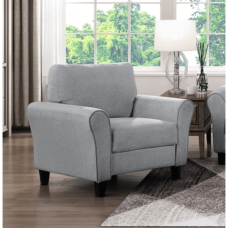Chaise moderne, chaise rembourrée avec accoudoirs arrondis, chaise de lecture, Gris foncé