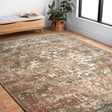 Lazro Power Loom Tan/Green/Red Rug