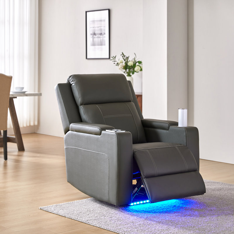 Fauteuil inclinable électrique en cuir véritable Altovise, Gris
