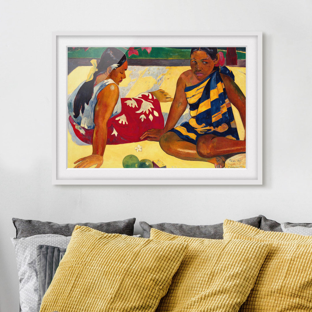 Gerahmtes Poster Tahitian Women on the Beach von Paul Gauguin