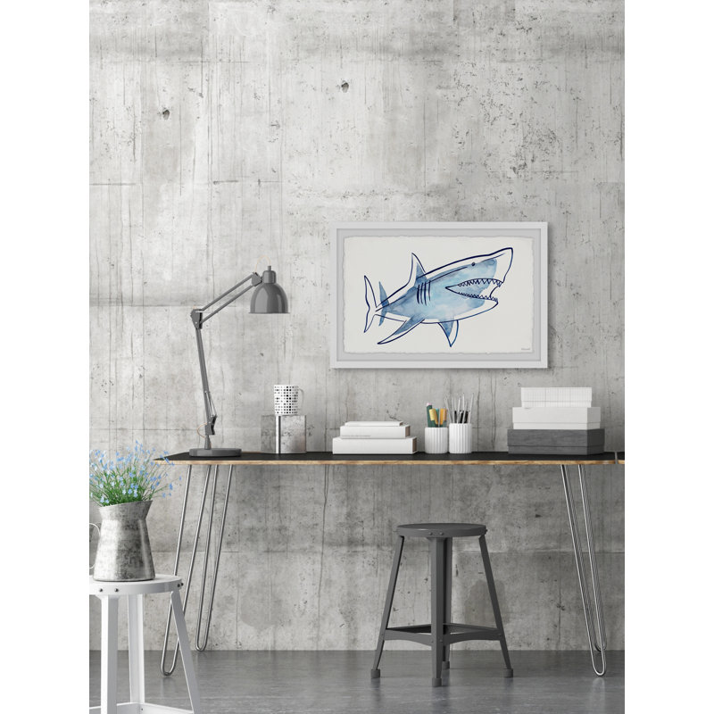 Shark Outline - Single Picture Frame Painting, 38 cm H x 45 cm W