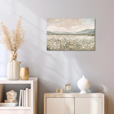 Grand art floral sur toile pastel, peinture de paysage, décoration murale botanique de fleurs sauvages, impressions de photos de ferme rétro, affiche d'art sur toile de chambre à coucher moderne, 32 po x 48 po