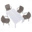 4Pcs Fauteuil empilable gris chaud en PP pour une utilisation intérieure / extérieure - Dossier ergonomique à lattes avec table blanche moderne de 55 pouces intérieur / extérieur-539746073