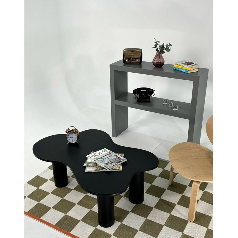 Table basse asymétrique 100% bois aggloméré 43 po, Noir