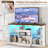 59 Inches Media Console Table with 3-Level Shelves and 22 Dynamic Modes
