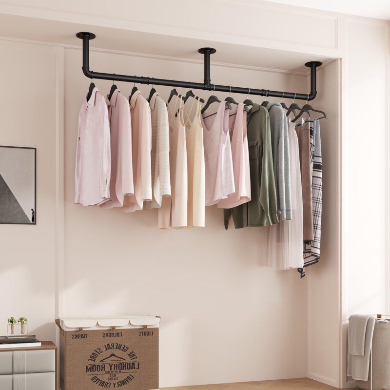 186cm Adjustable Wall Mounted Clothes Rack