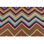 Tapis bleu / brun / rouille en laine noué à la main à motif de chevrons 4 pi 10 po x 6 pi 8 po Cedorah