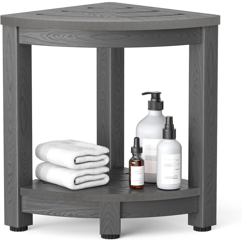 Corner Shower Stool for Inside Shower, Waterproof Shower Caddies for Shaving Legs, Gray