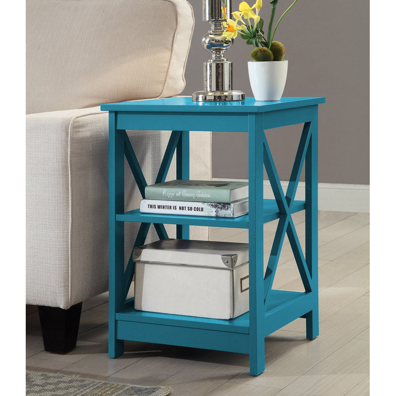 Table de bout avec rangement Darek, Bleu sarcelle