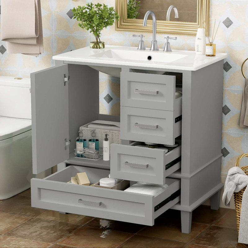 Ensemble de meuble-lavabo moderne 30 po avec meuble-lavabo 30 po, Gris