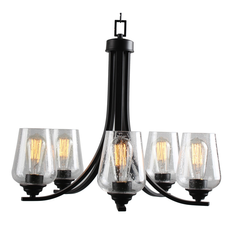 Lustre traditionnel à 5 lumières Arbra, Charbon, Transparent