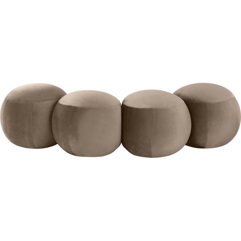 Banc en velours Apollo, H 18 po x l 65 po x P 31 po, Velours taupe