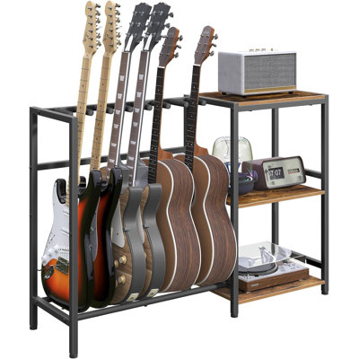 Guitar Holder for 6 String Instruments Suitable for Acoustic Guitar Bass Guitar Rack with Side Shelves