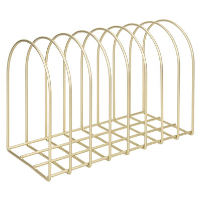 Brass Metal Wire File Desk Organizer Binder Holder with 8 Wide Slots