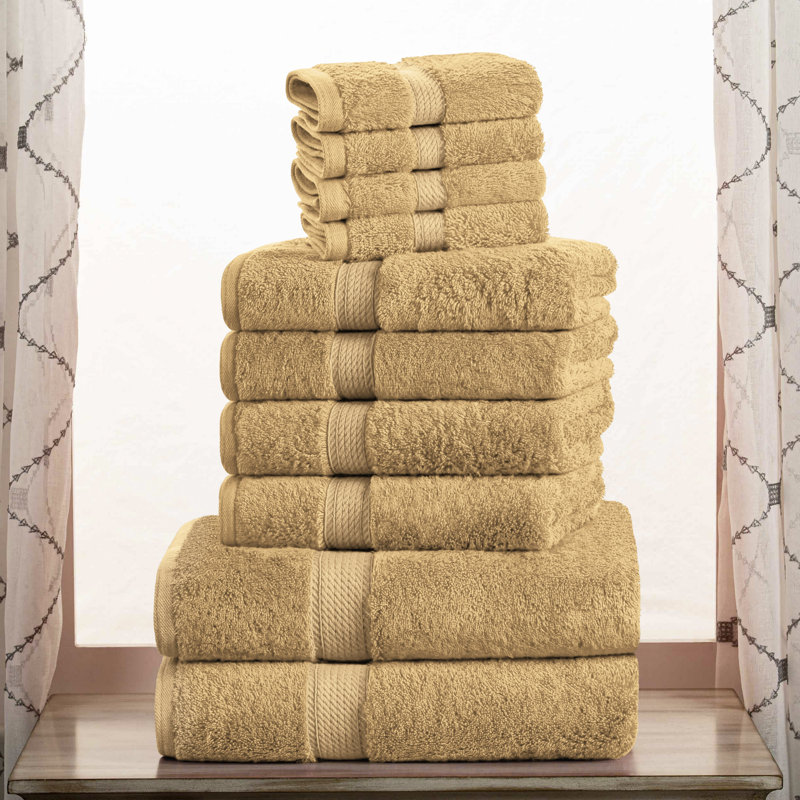 Scotia Egyptian Cotton Bath Towel Set, Toast, 10Pc Towel Set (2Bath, 4Hand, 4Face)
