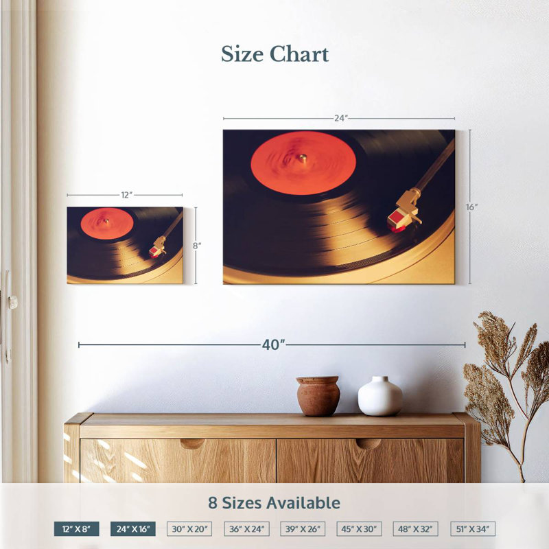 Joueur de vinyle rétro, H 16 po x l 24 po