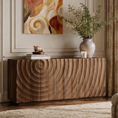 59" Modern Sideboard Cabinet With 4 Doors, 3D Wave Texture, Freestanding Storage For Dining & Living Room