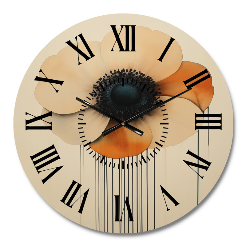 Anémone après minuit - Horloge murale florale en métal, Petit