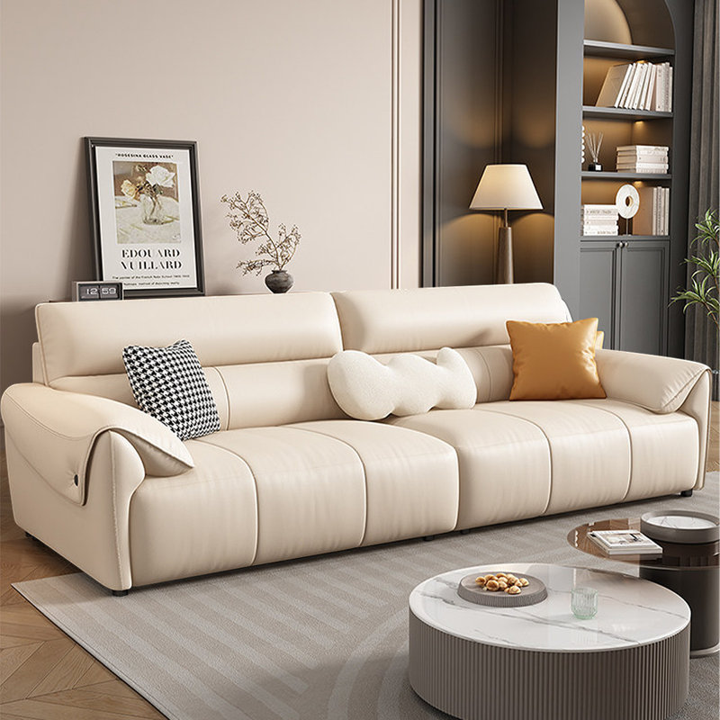 Causeuse-coussin modulaire en cuir véritable blanc crème